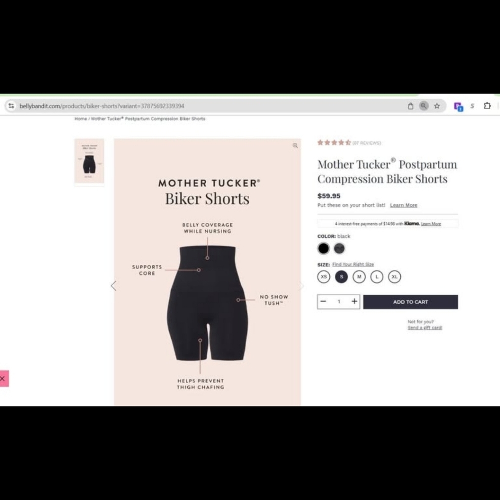 Mother Tucker Belly Bandit Maternity Support Biker Shorts and Leggings Size M